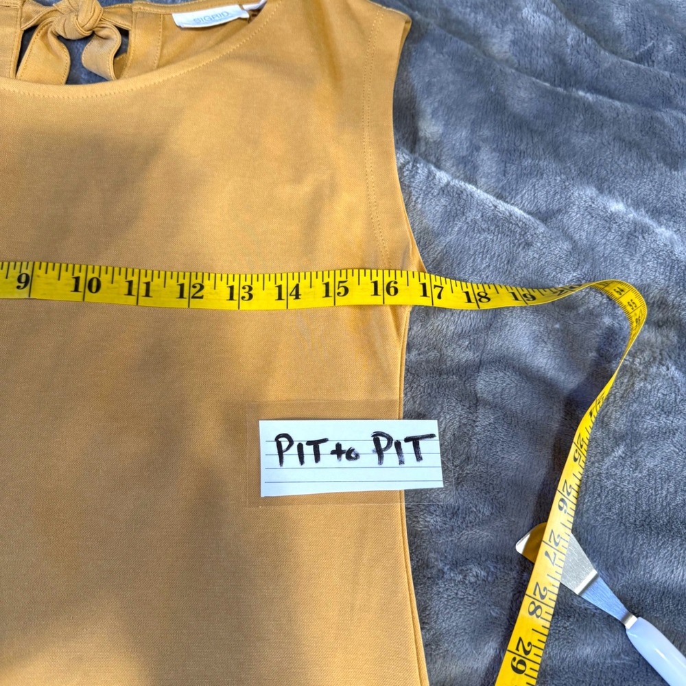 Sigrid Olsen Shift Dress XS Mustard‎ Golden Yellow Sleeveless Modal Blend Casual - Picture 6 of 8